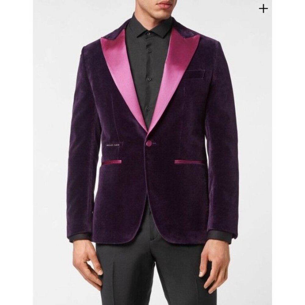 NWT $2,810 Philipp Plein Blazer Lord Fit in Purple Size 52